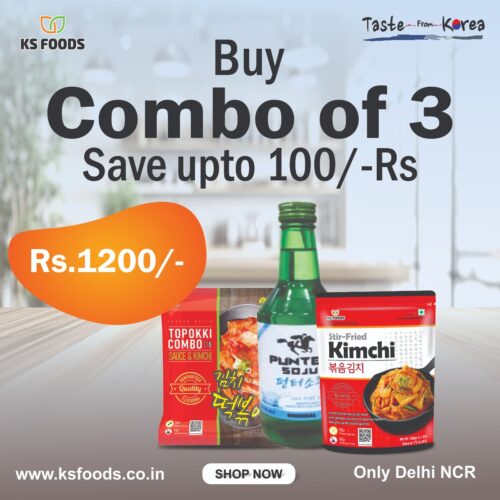 Combo of 3 | Kimchi Topokki + Soju + Kimchi Mild | Pan India Delivery | Each Items 1 pcs only