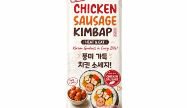 Chicken Sausage Kimbap 220g | Korean Seaweed Rice Roll with Chicken Sausage | Ready-to-Eat | High Protein | Perfect for Quick Meals, Lunch Boxes & Picnics