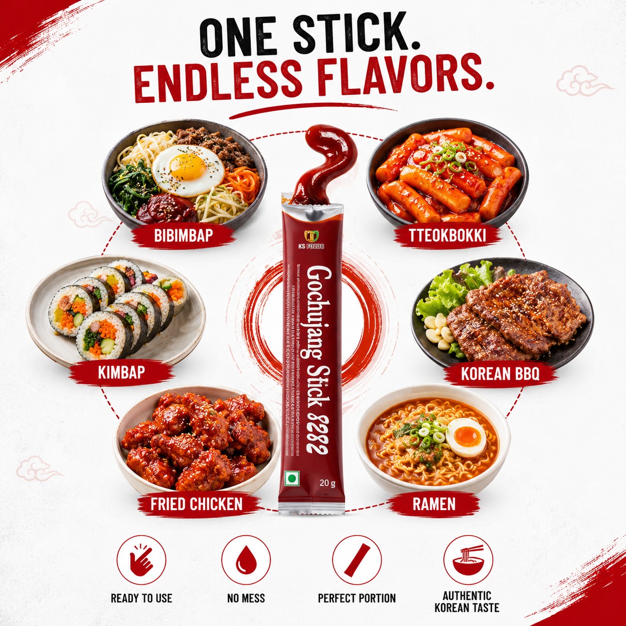 Gochujang 8282 | Authentic Korean Red Chili Paste | 6 Sticks x 20g (120g) - Image 2