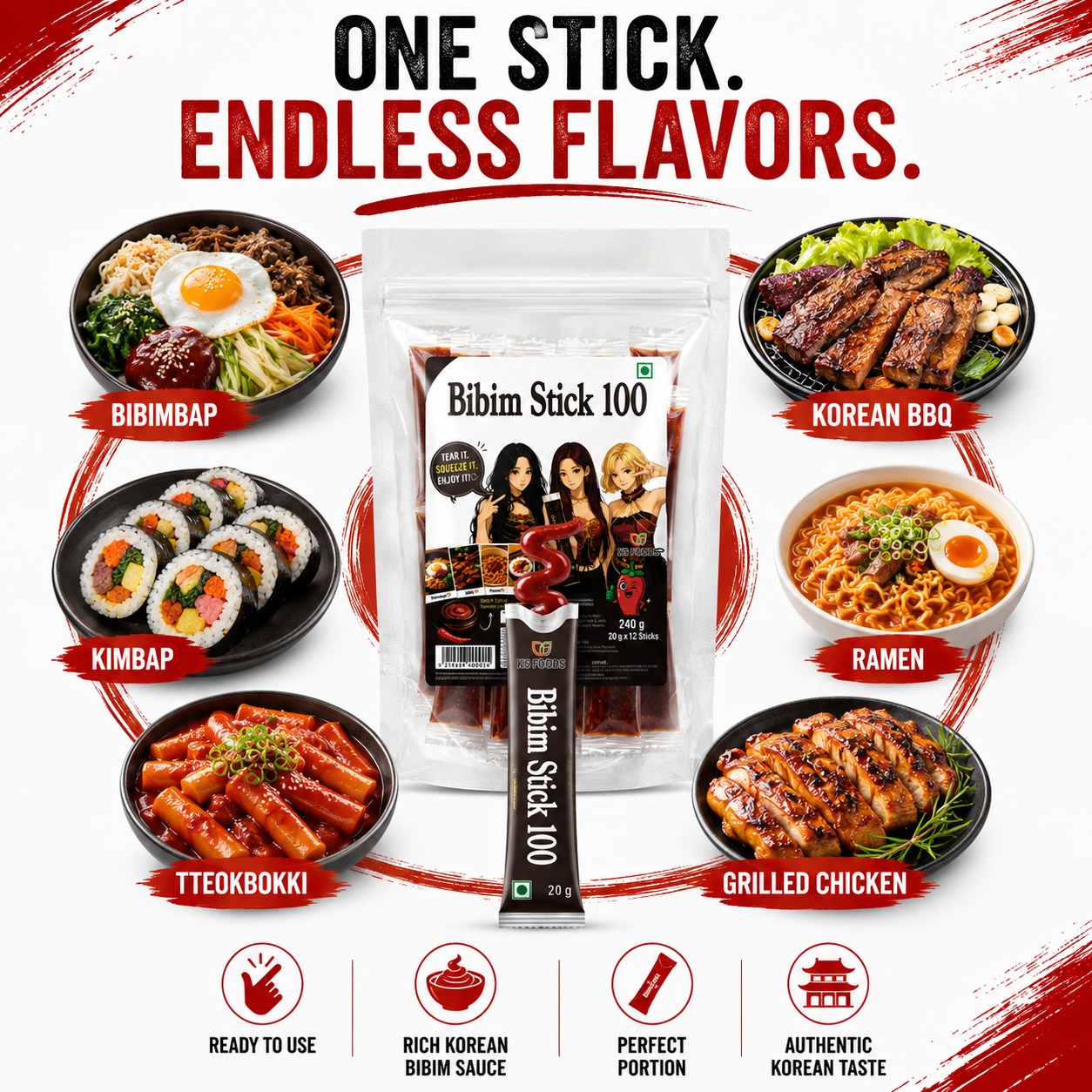 Bibimbap 12 Sticks x 20g (240g) | Authentic Korean Bibimbap Sauce | Individual Sauce Sachets - Image 5